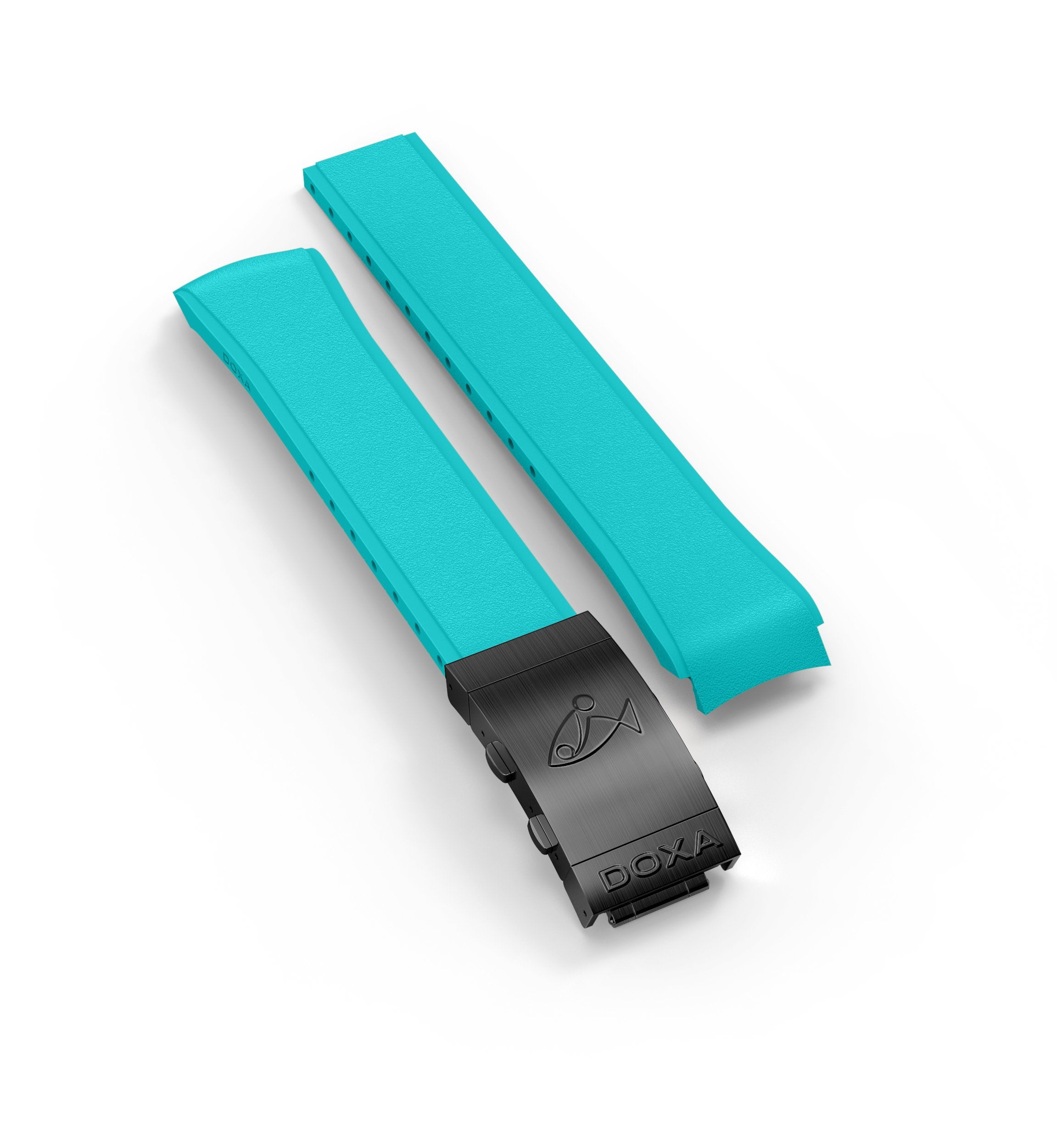 Bracelet en caoutchouc avec boucle déployante réglable, turquoise
