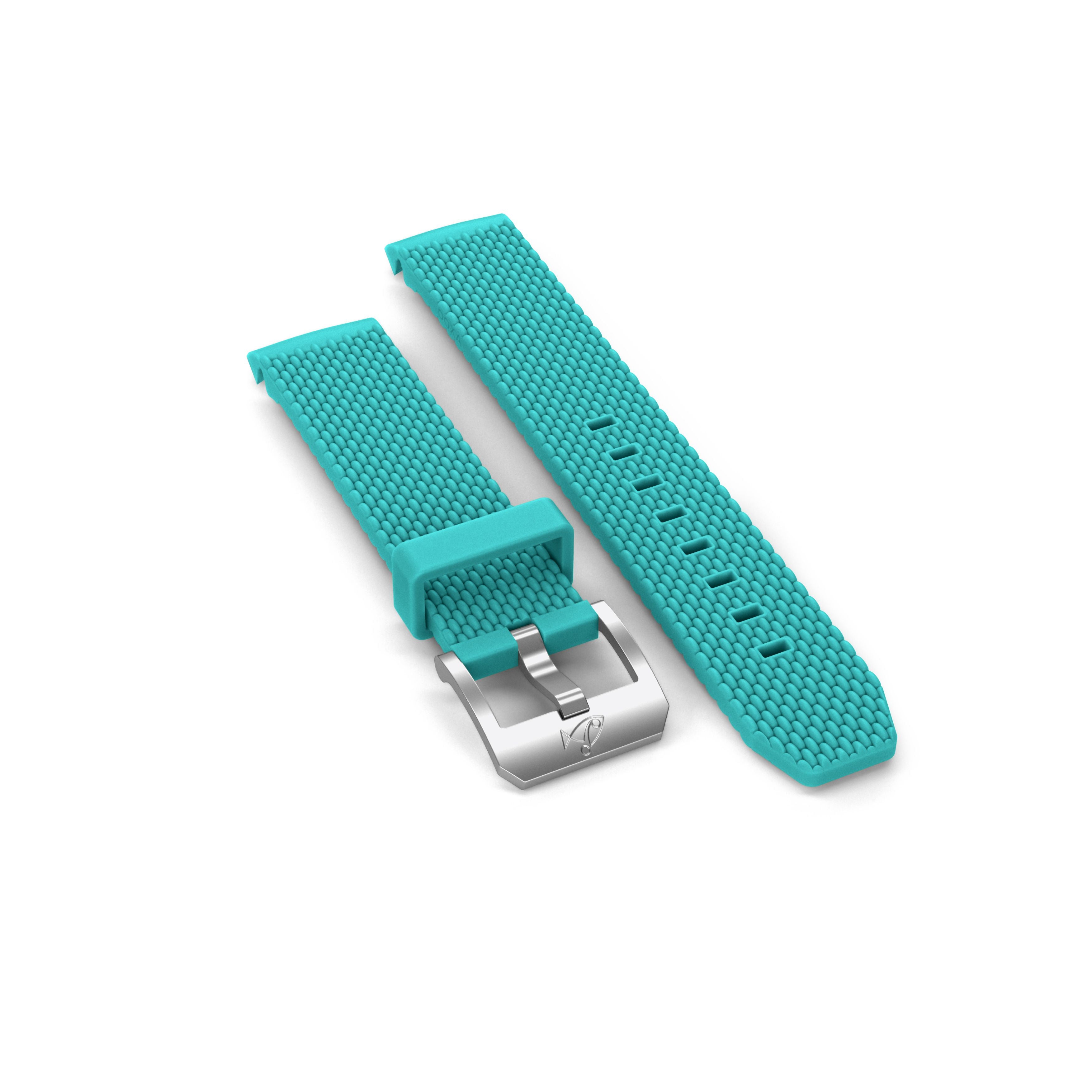 Bracelet en caoutchouc avec boucle ardillon, turquoise
